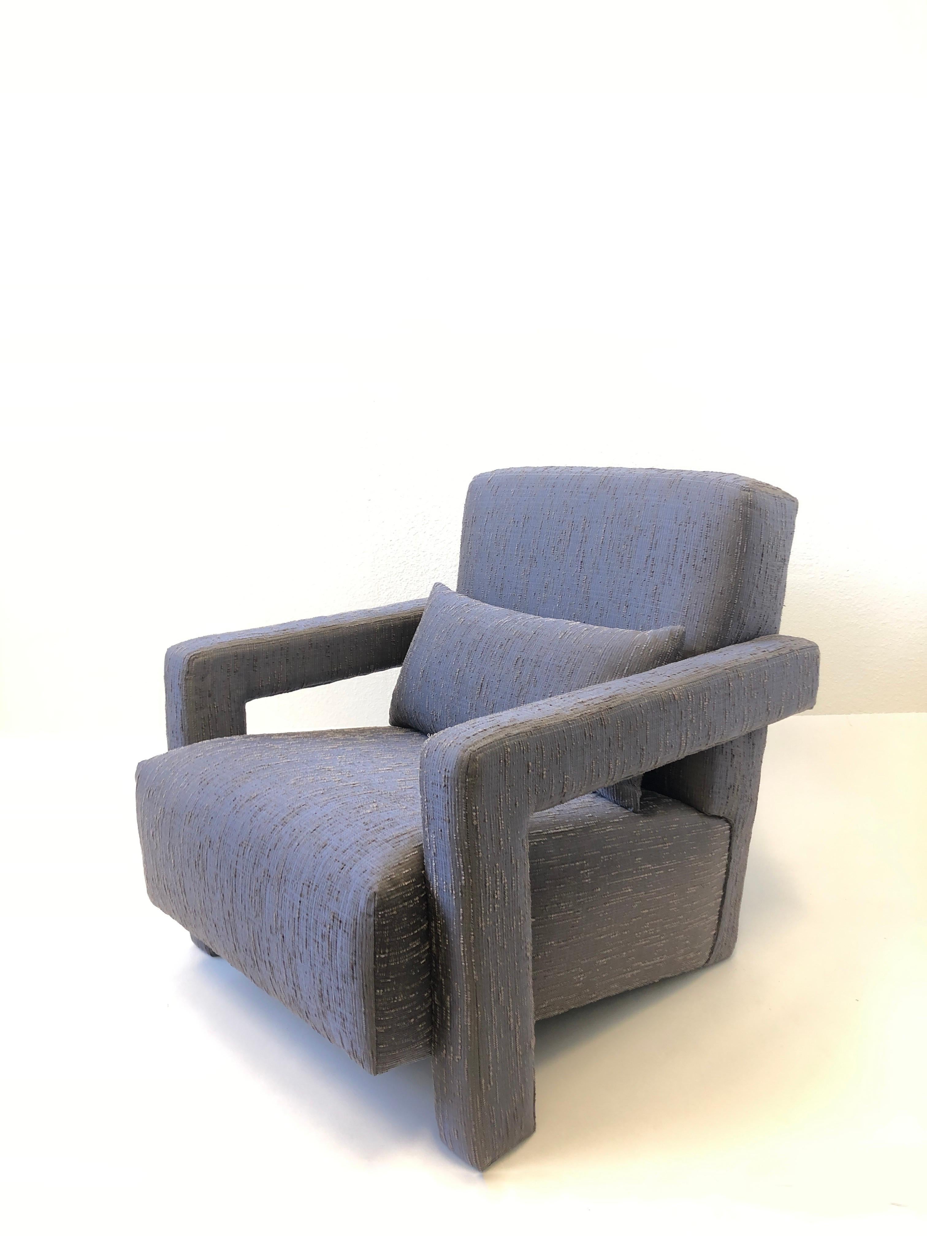 Pair of Gray Fabric Lounge Chairs by Gerrit Thomas Rietveld 8