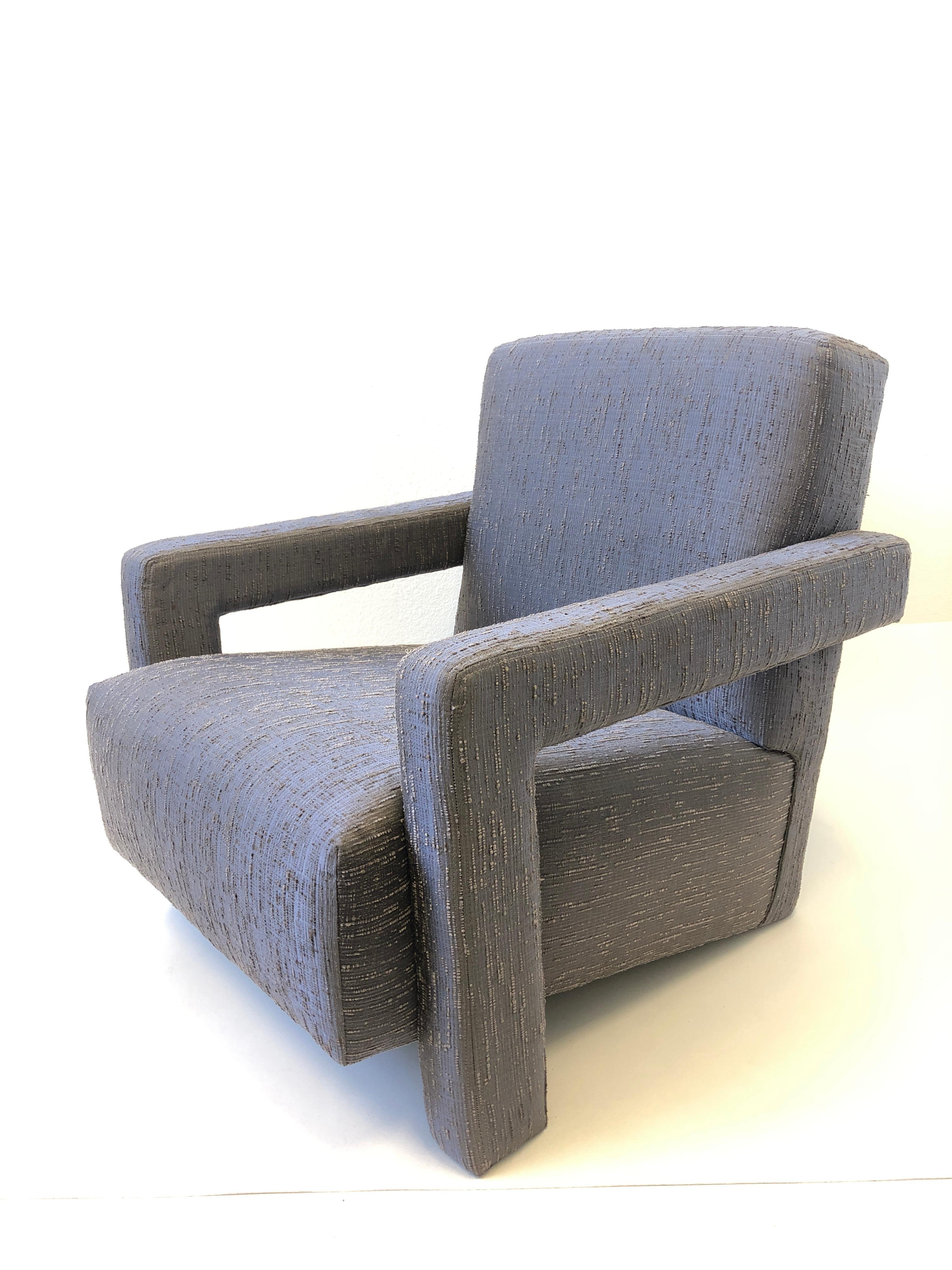 Pair of Gray Fabric Lounge Chairs by Gerrit Thomas Rietveld 1