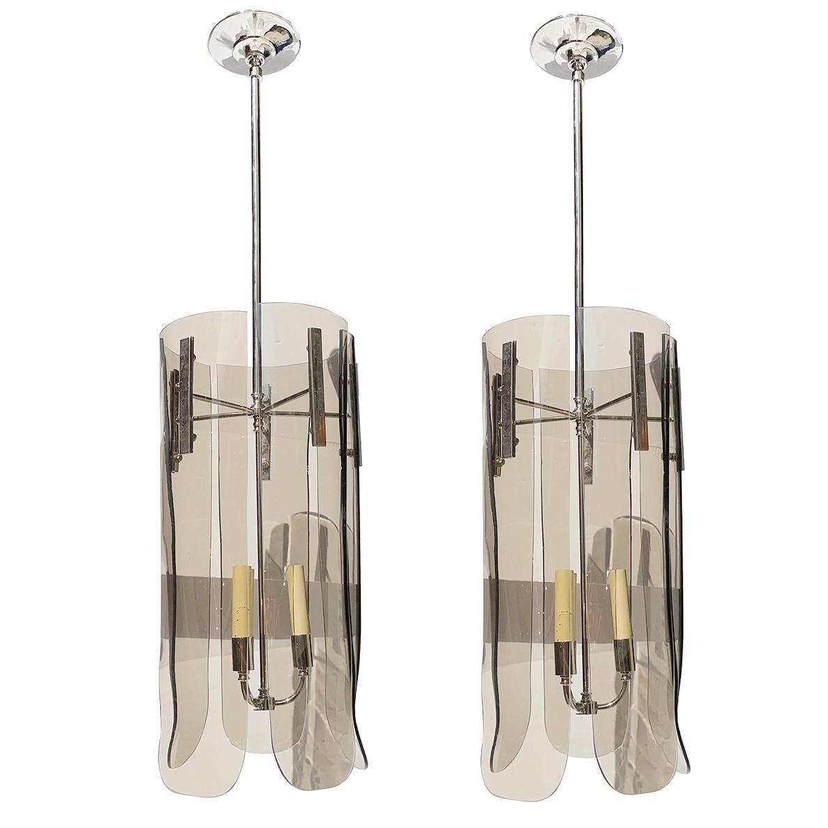 Mid-20th Century Pair of Gray Glass Light Fixtures, Sold Individually For Sale