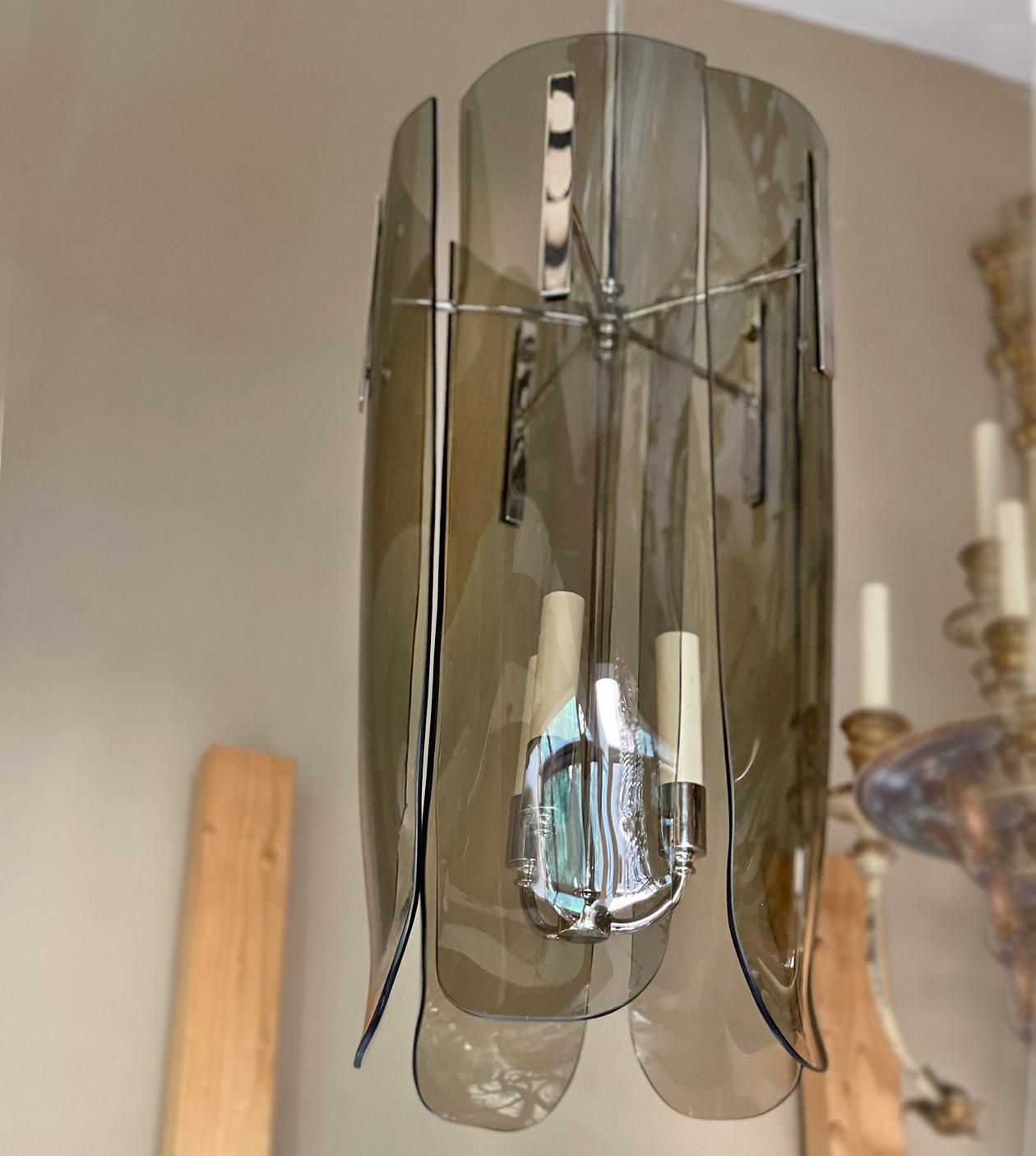 Pair of Gray Glass Light Fixtures, Sold Individually For Sale 1