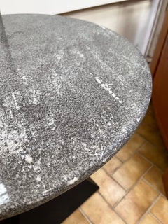 Pair of Gray Granite and Brass Side Tables, Italy, 1980s