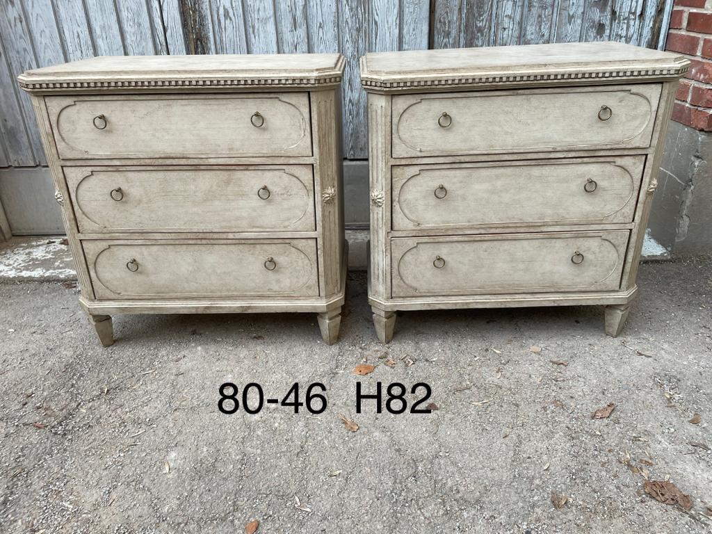 20th Century Pair of Gray Gustavian Faux Marble Chest of Drawers