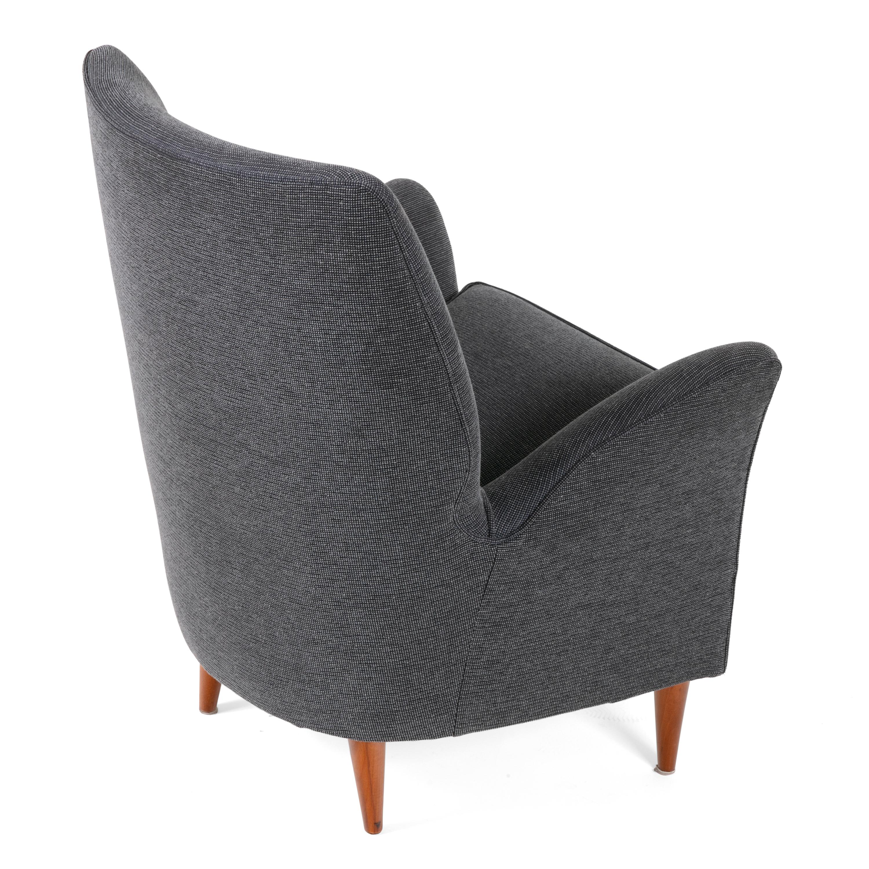 Fabric Pair of Gray Italian Midcentury Style Lounge Chairs