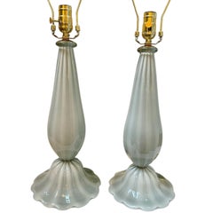 Pair of Gray Murano glass lamps