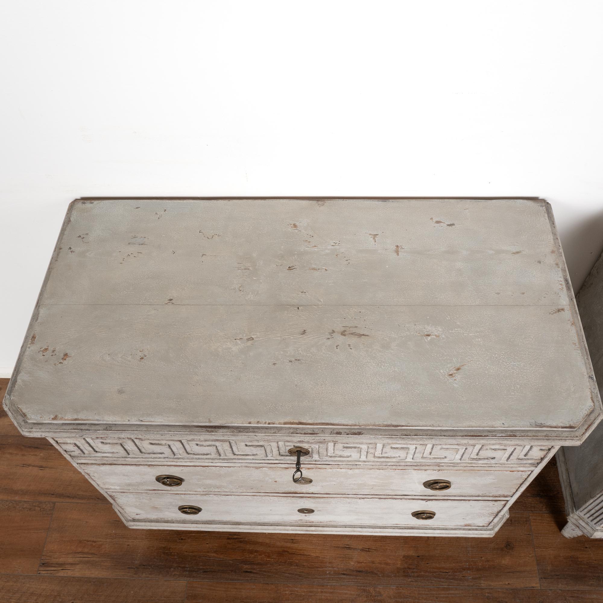 Pair of Gray Painted Gustavian Chest of Drawers, Sweden circa 1860 1