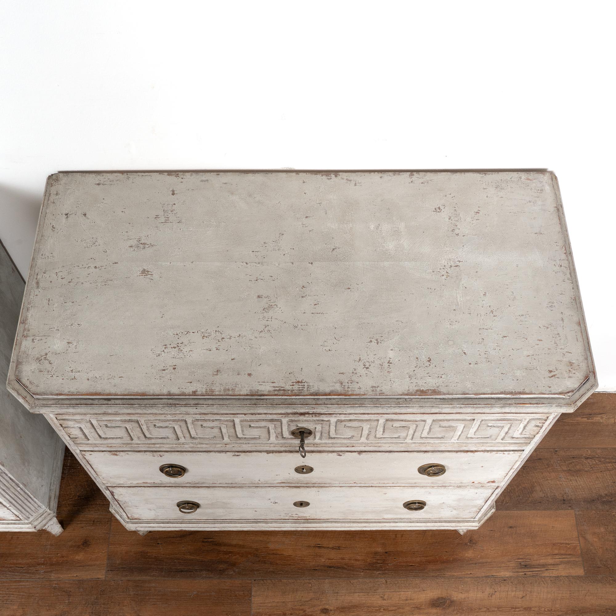 Pair of Gray Painted Gustavian Chest of Drawers, Sweden circa 1860 2