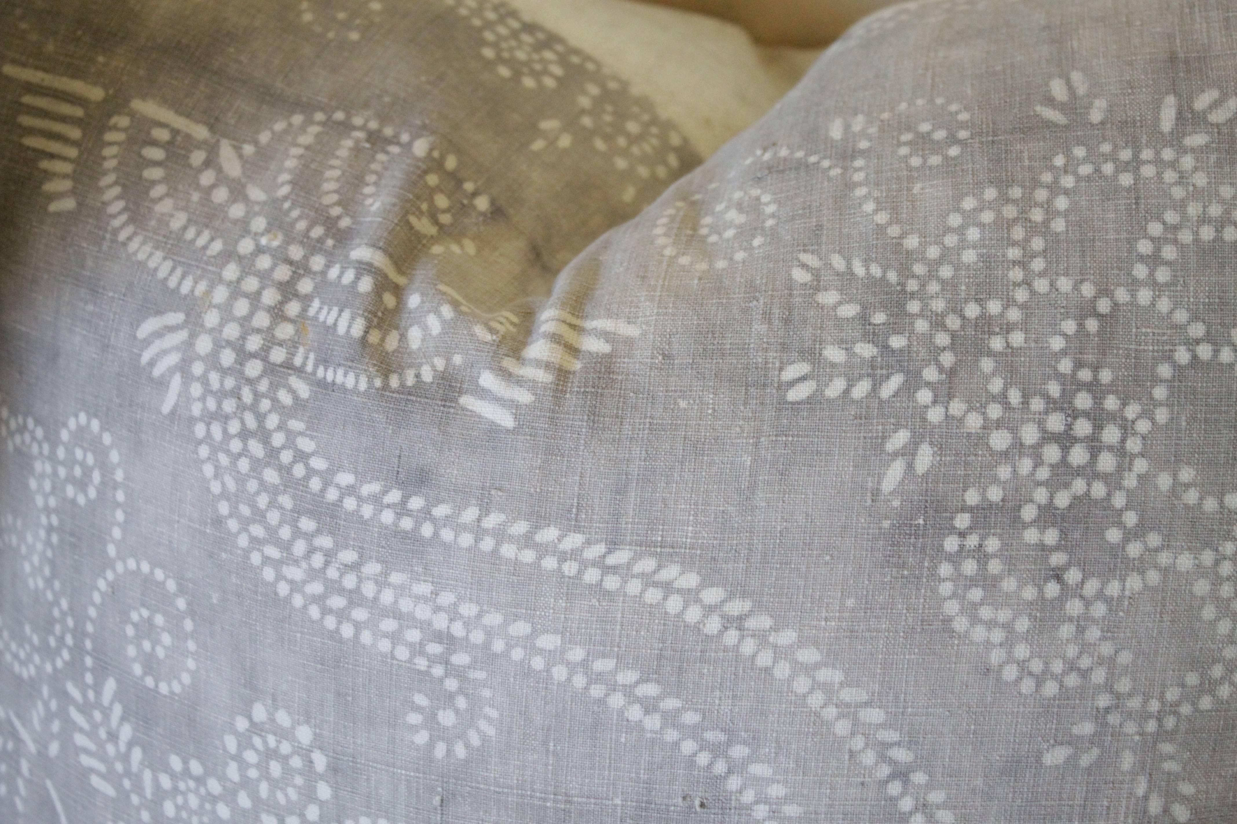 Bohemian Gray Vintage Batik Style Accent Pillow