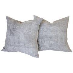 Pair of Gray Vintage Batik Style Accent Pillows