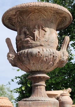 PAIR OF GREAT RENAISSANCE VASE WITH TERRACOTTA HANDLES 21th Century