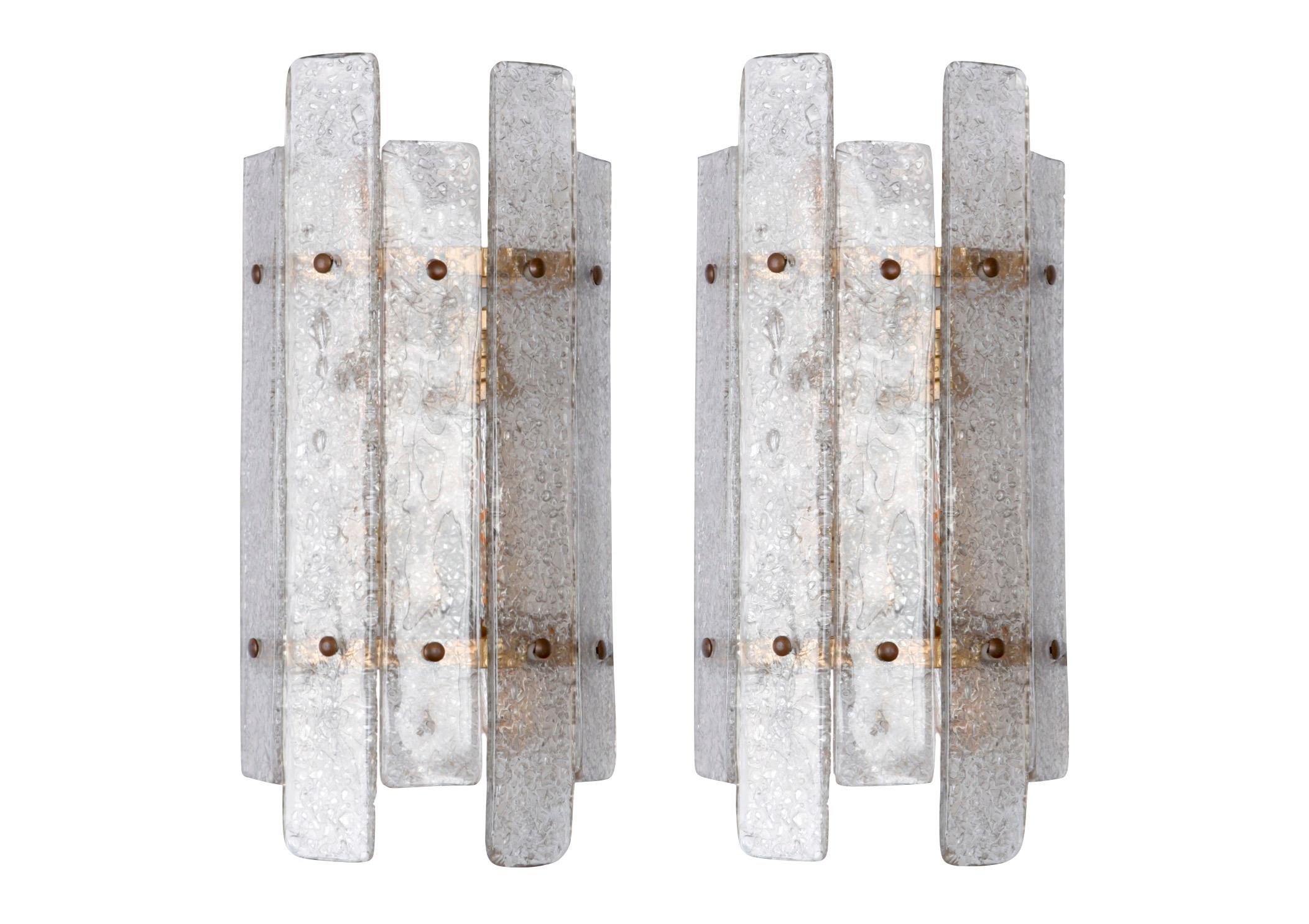 Pair of Greca Murano Glass Wall Sconces  For Sale