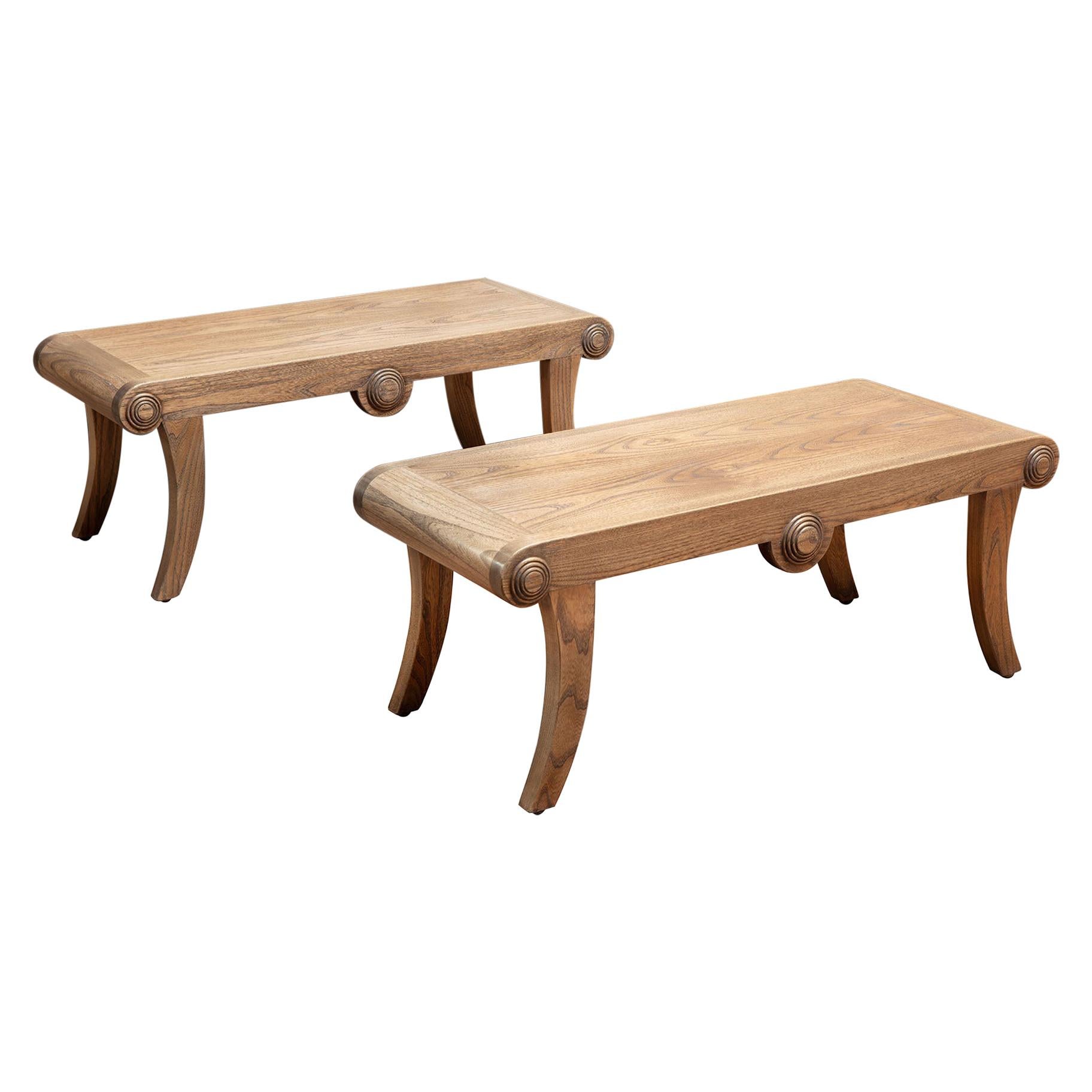 Paar Grecian Revival Oak Window Seats im Angebot