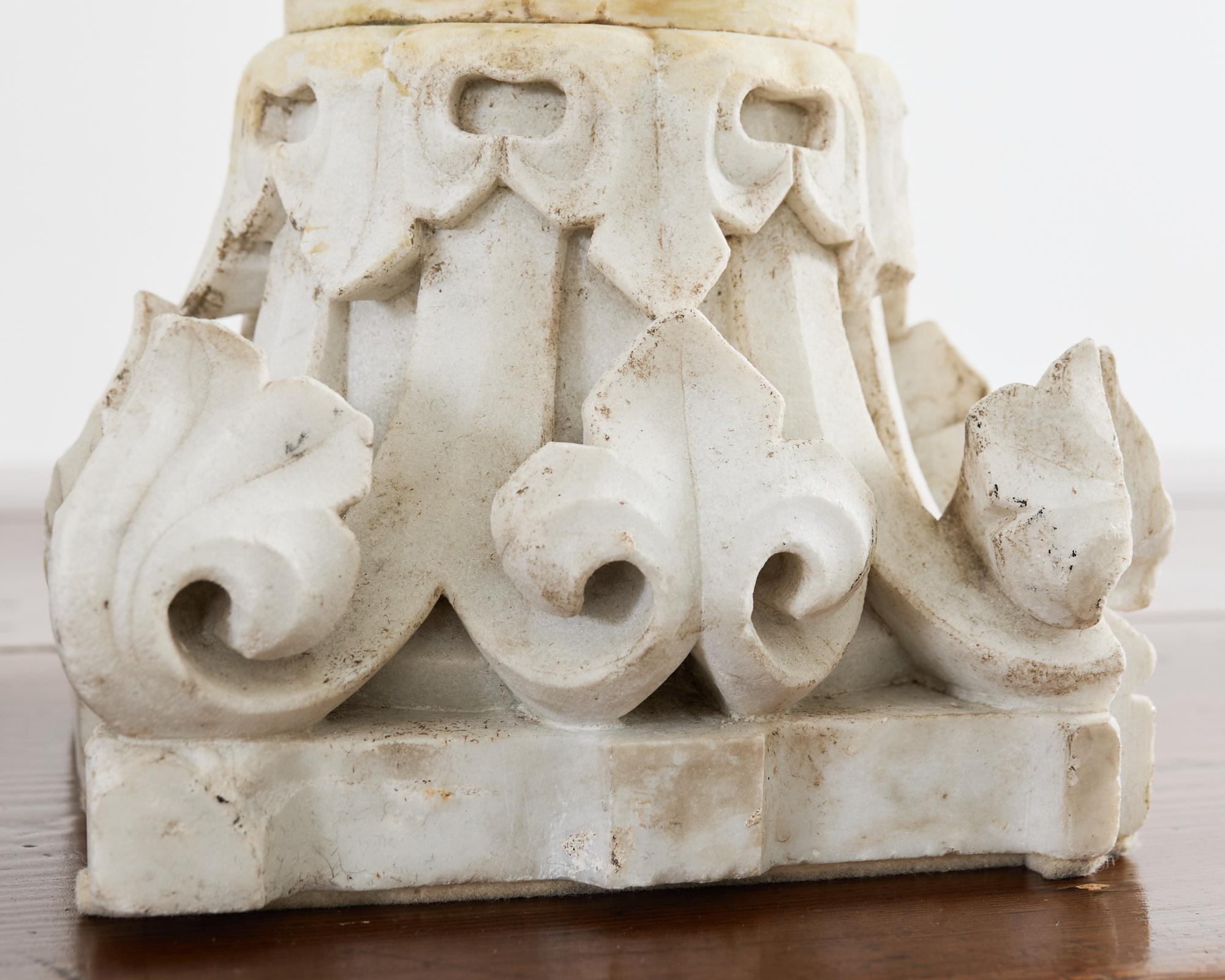 Pair of Greco Roman Neoclassical Marble Column Table Lamps 5