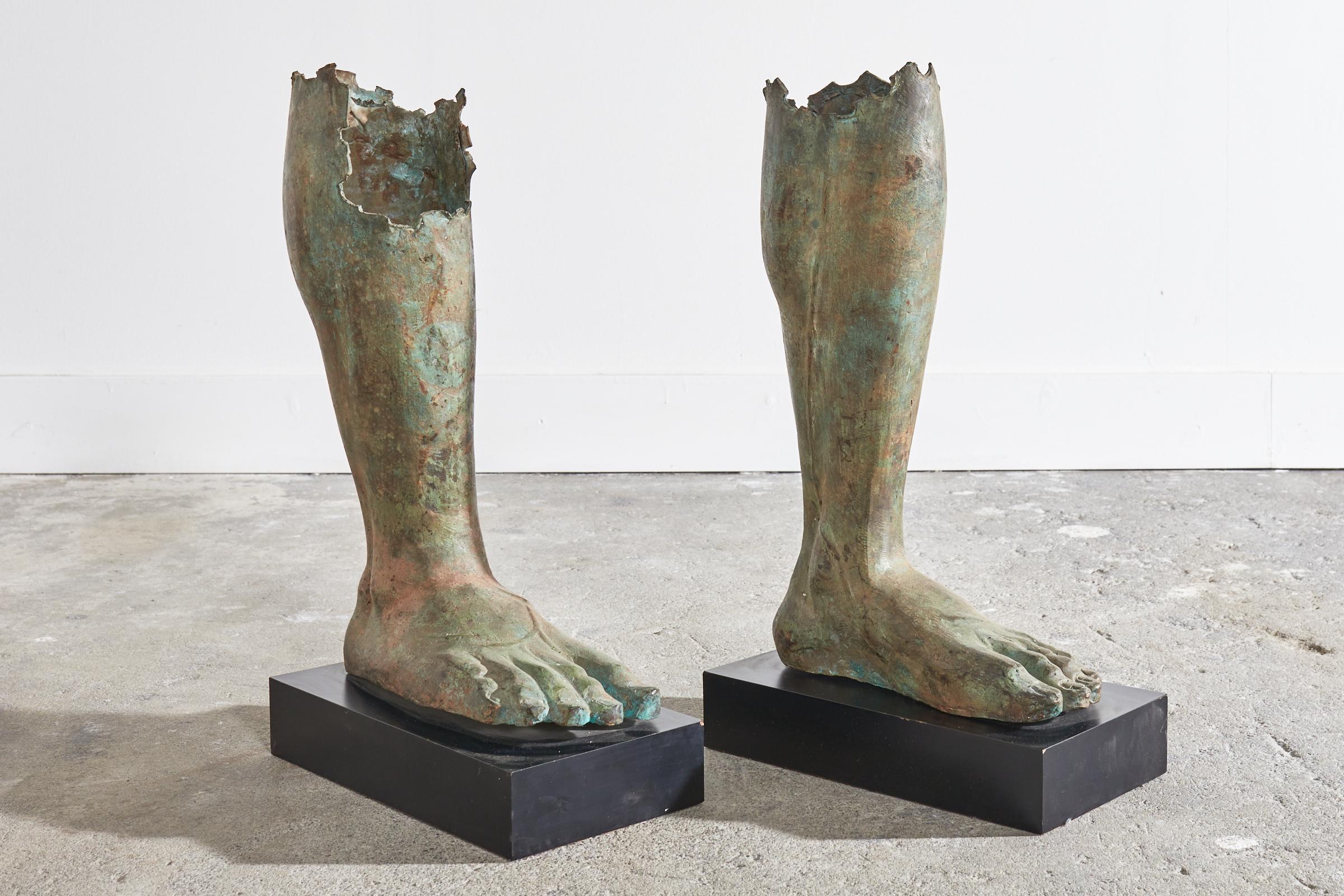 Pair of Greco Roman Style Bronze Feet from a Roman Statue For Sale 5