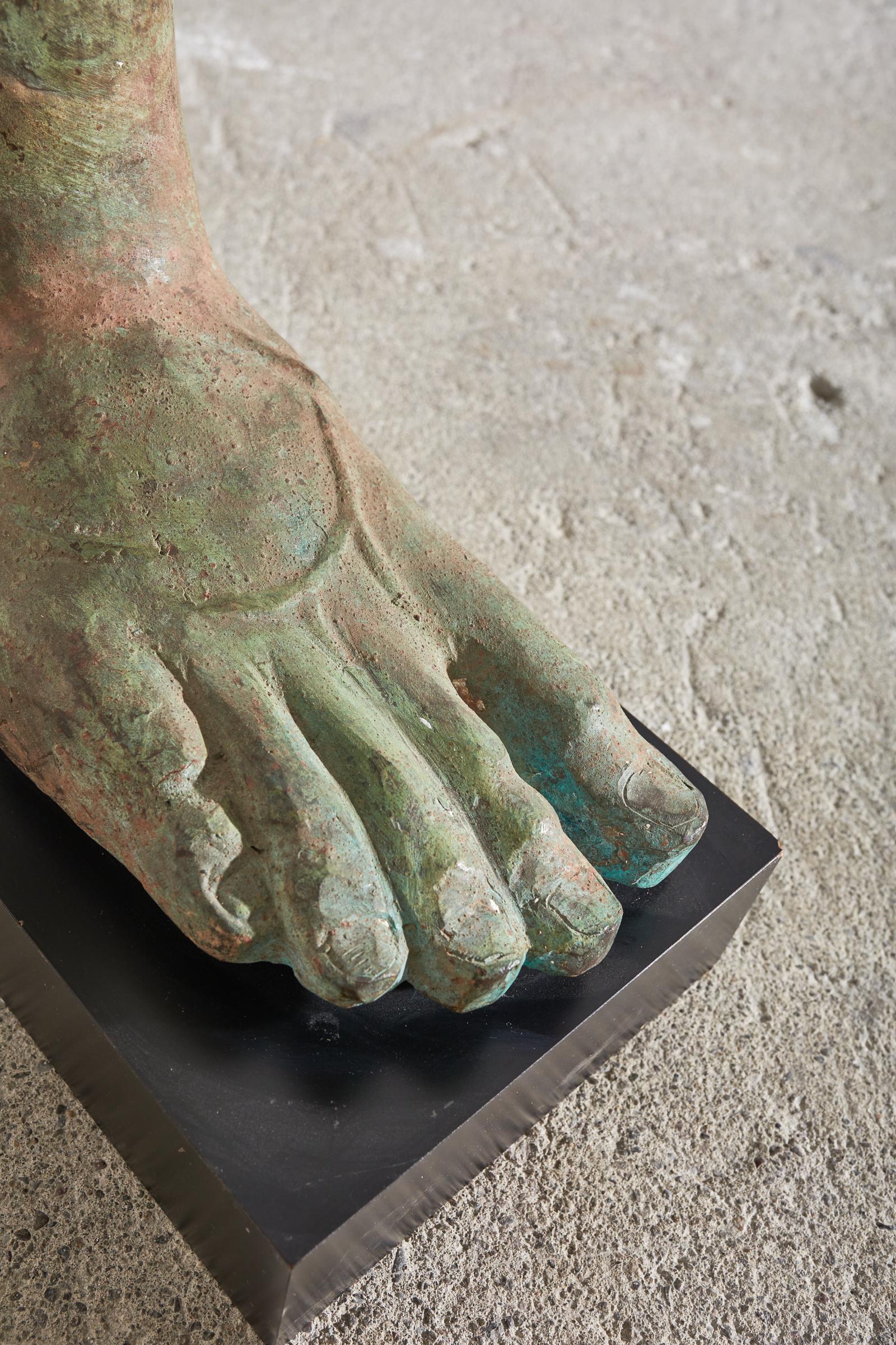 Pair of Greco Roman Style Bronze Feet from a Roman Statue For Sale 7