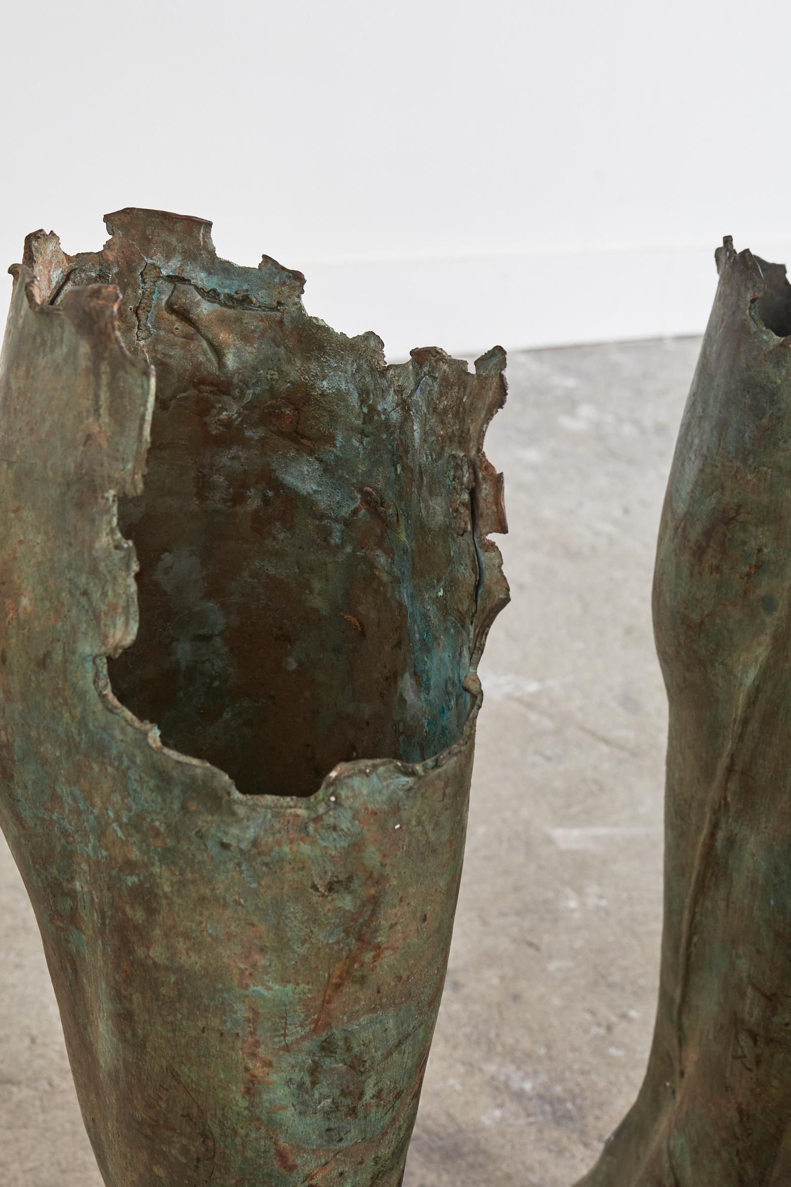 Pair of Greco Roman Style Bronze Feet from a Roman Statue In Distressed Condition For Sale In Rio Vista, CA