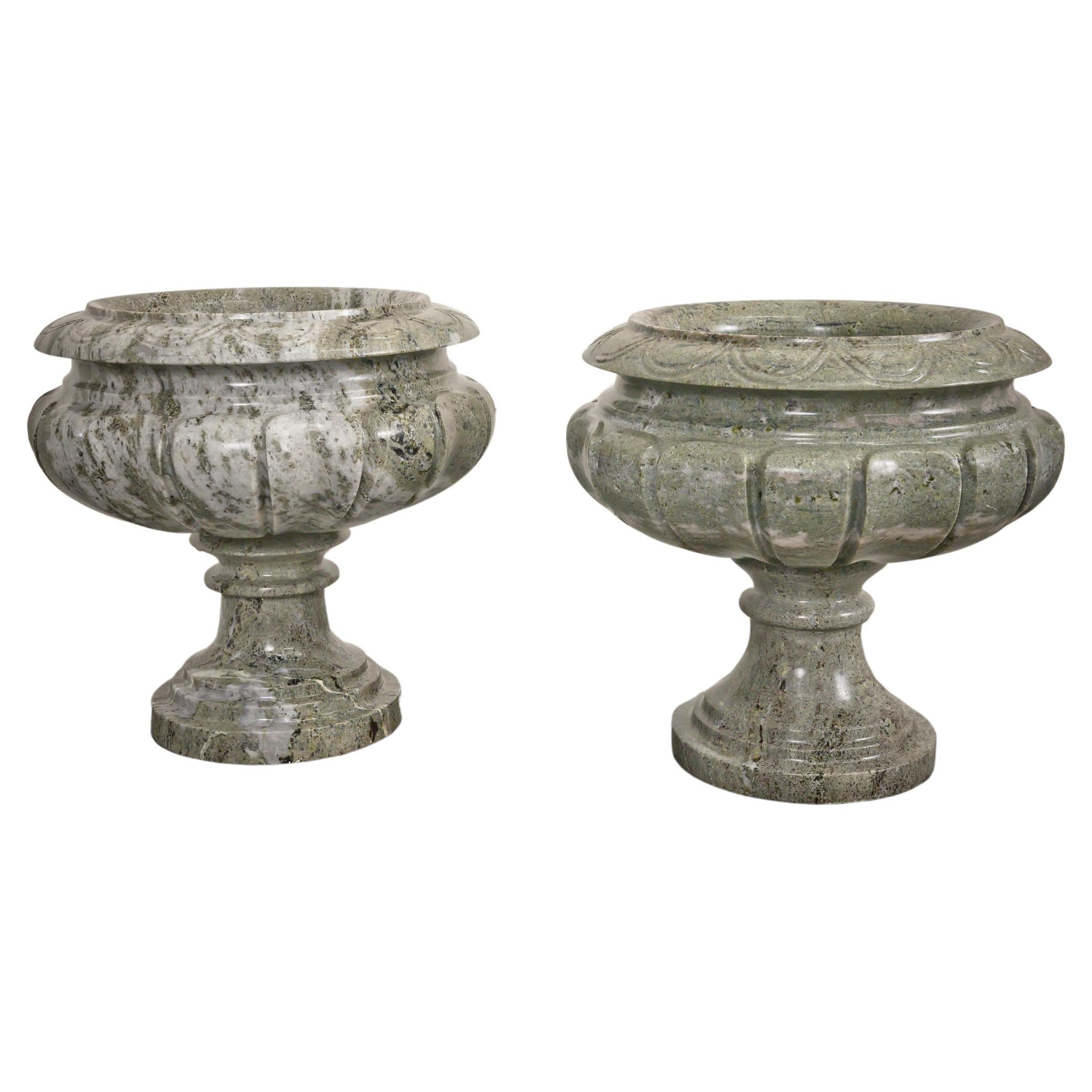 Pair of Greek Influenced Grand Tour Italian Marble Urns For Sale