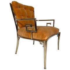 Pair of Greek Key Armchairs in Solid Brass by Mastercraft Furniture