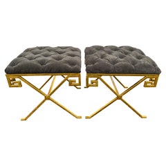 Pair of Greek Key Ottoman Stools