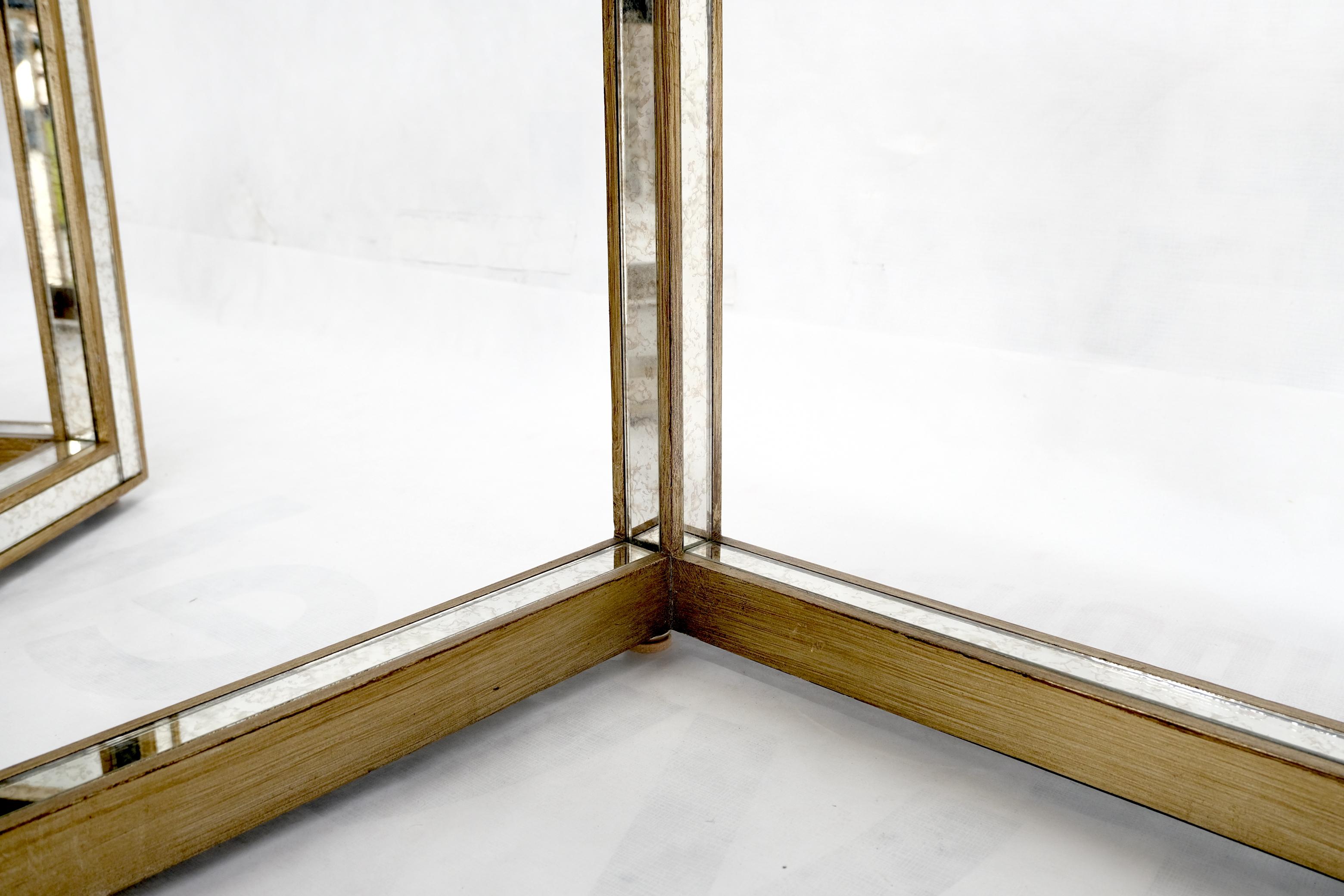 Pair of Greek Motive Square Bevelled Mirrors Mirrored End Tables Nightstands For Sale 5