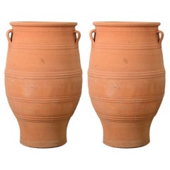 Pair of Greek Reproduction Large Terracotta Pots