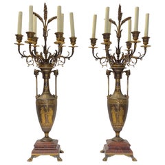 Paire de candélabres en bronze de F. Barbediene, de style néo-grec