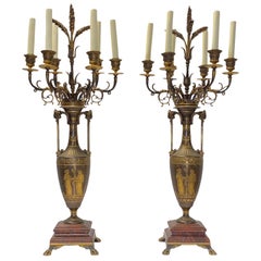 Antique Pair of Greek revival F. Barbediene Bronze Candelabras