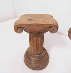 Pair of Greek Revival Hand Carved Pedestal Stools or Side Tables, circa 1960s