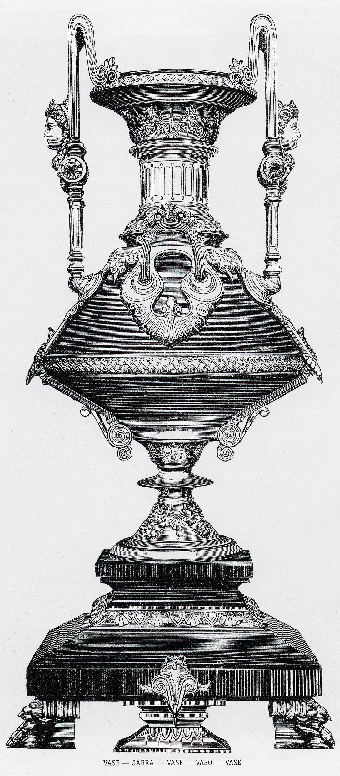 Mid-19th Century Pair of Greek Revival Bronze Vases by H. Houdebine, France, Circa 1867