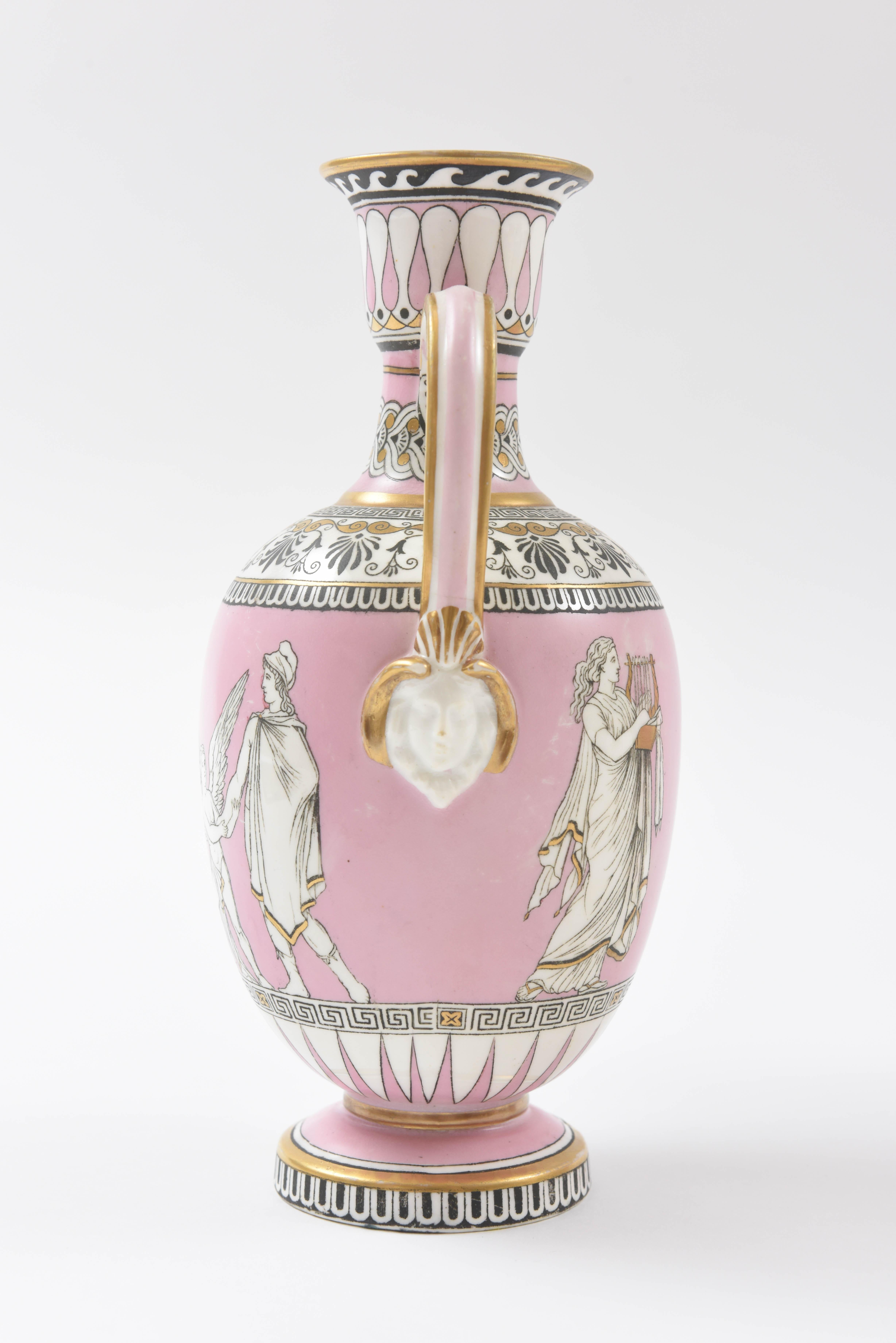 Pair of Greek Revival Vases, the Nuptials of Paris & Helen.Pink, circa 1840 3