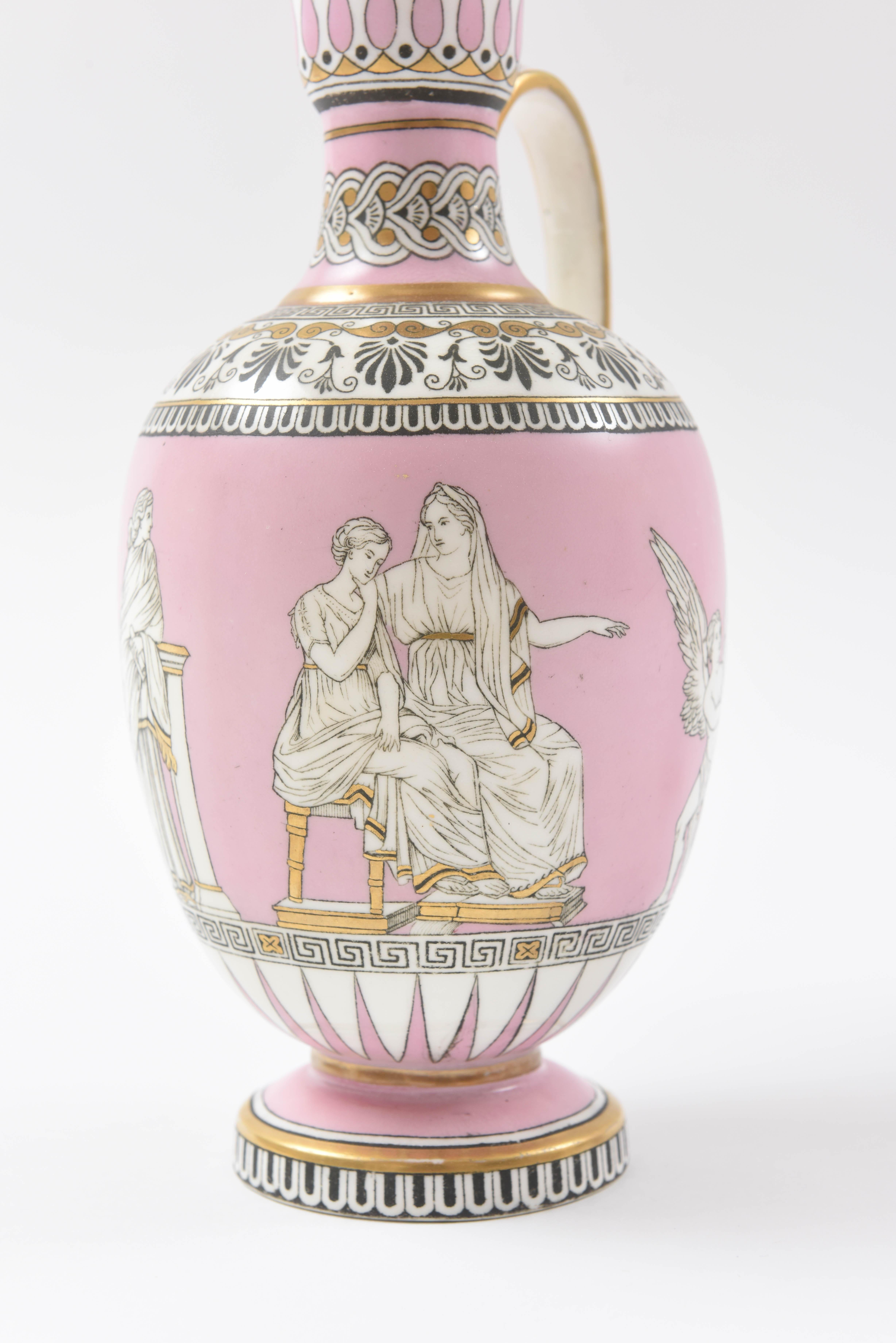 Pair of Greek Revival Vases, the Nuptials of Paris & Helen.Pink, circa 1840 2