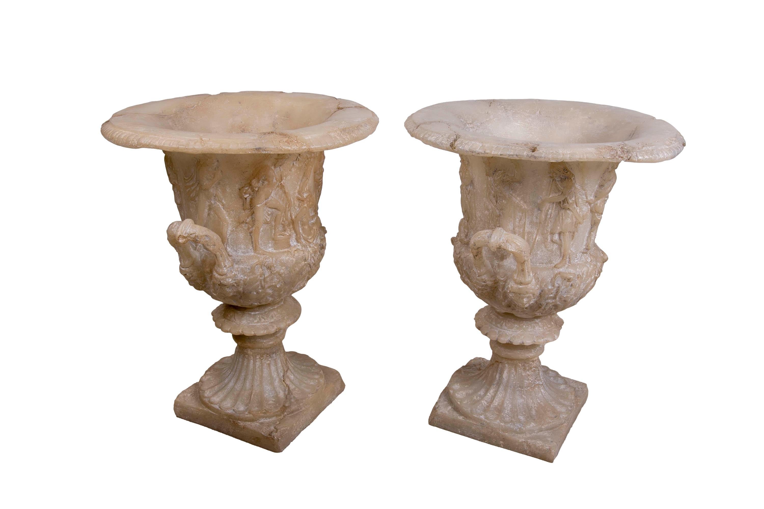 Pair of Greek-Style Resin Goblets with Antique Finish For Sale 1