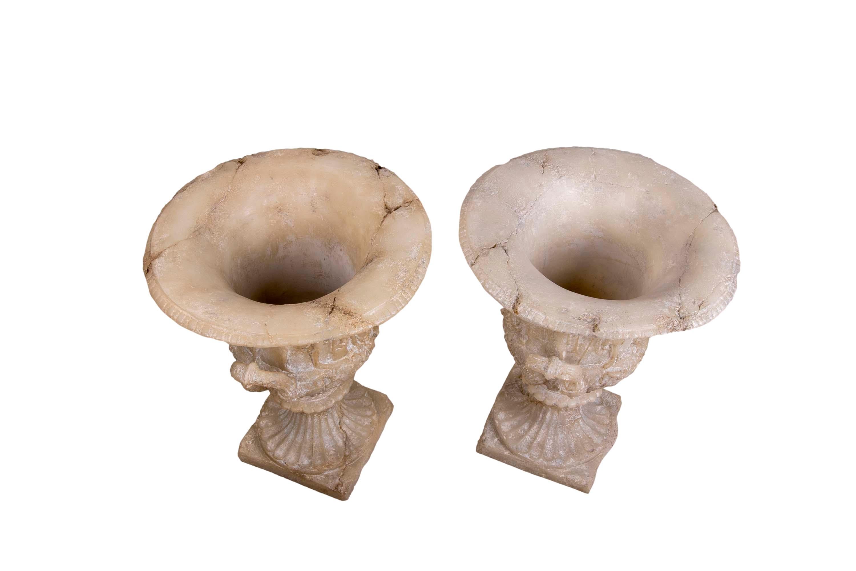 Pair of Greek-Style Resin Goblets with Antique Finish For Sale 2