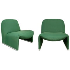 Pair of Green Alky Armchairs by Giancarlo Piretti for Castelli, Italy, 1970s