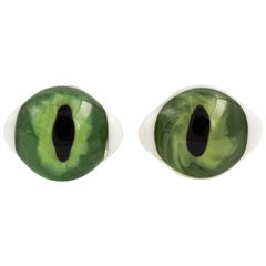 Pair of Green Alligator Eye Cufflinks