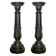 Pair of Green and Black Italian Marble Pedestals