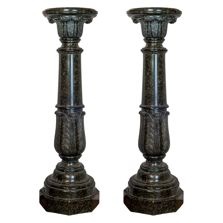Pair of Green and Black Italian Marble Pedestals For Sale at 1stDibs ...