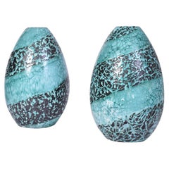Pair of green and black Primavera vases, 1930s.