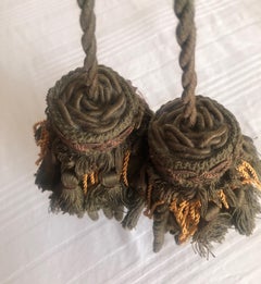 Pair of Green and Gold Decorative Key Tassels