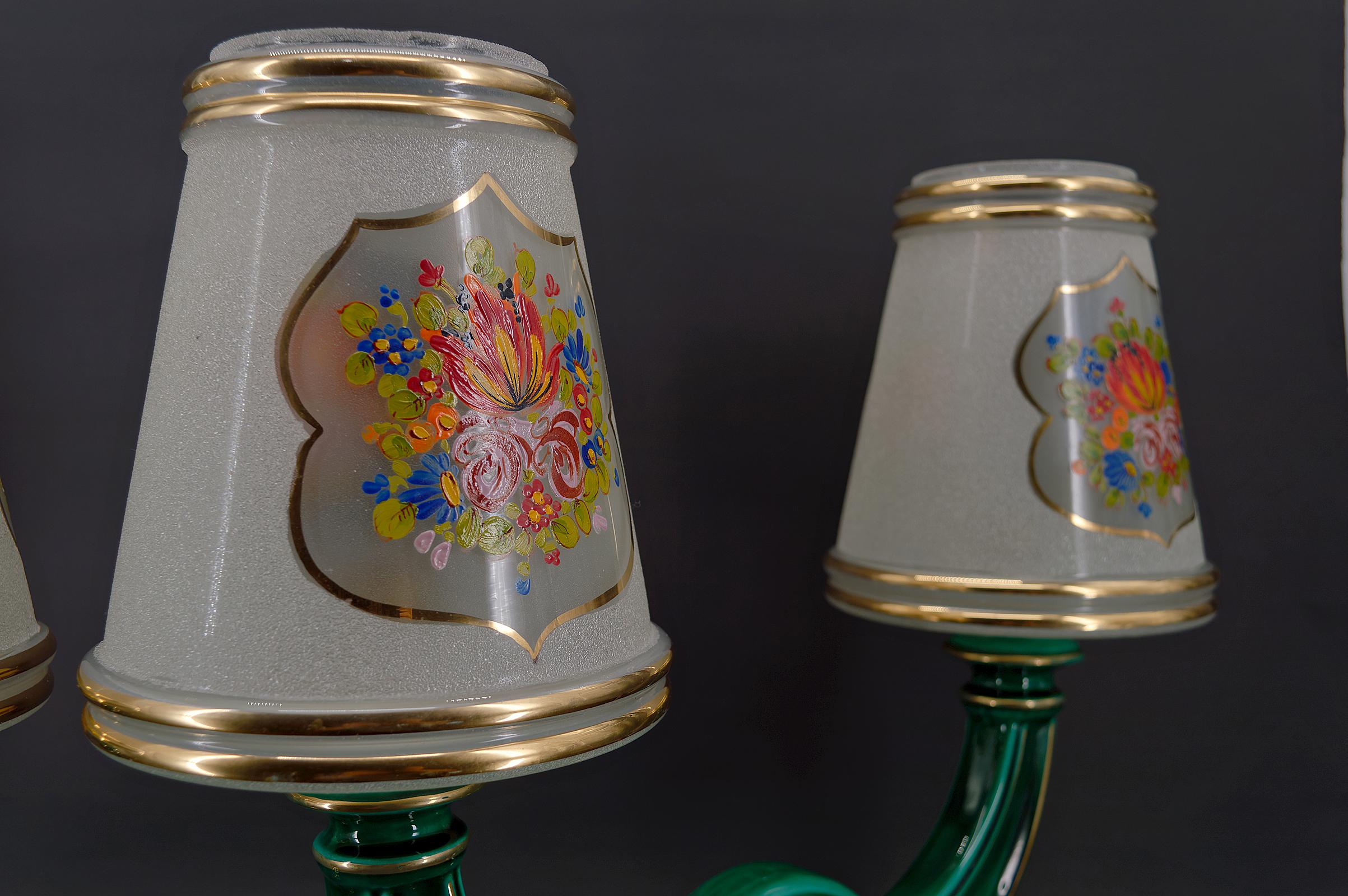 Pair of Green and Gold Earthenware Lamps, circa 1940 For Sale 10