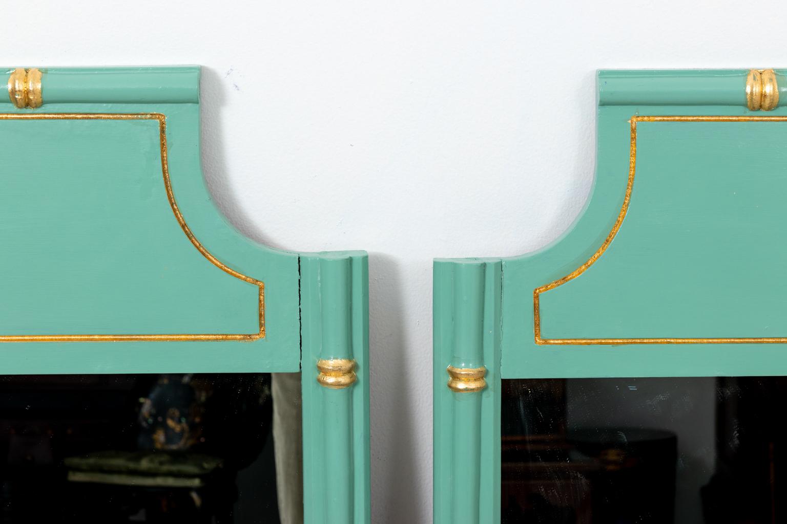 Pair of Green and Gold Faux Bamboo Mirrors 1