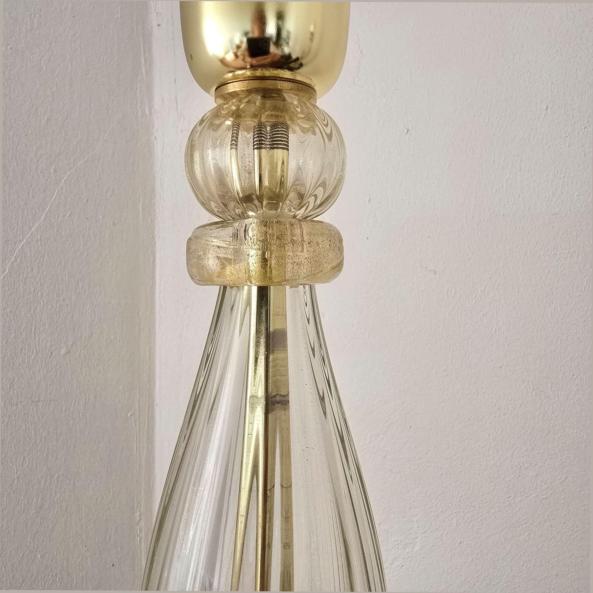 Coppia di lampade in vetro di Murano verde e oro in vendita 3