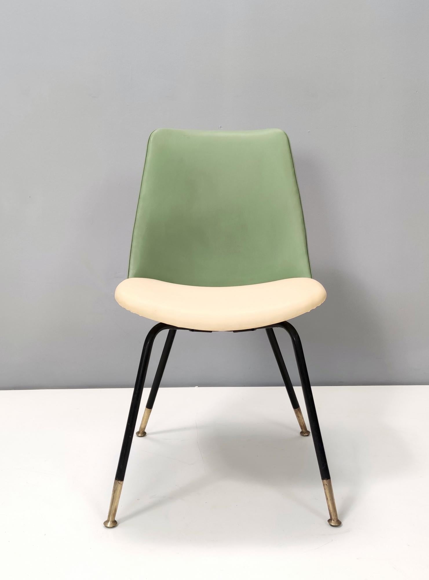 Pair of Green and Ivory Side Chairs by Gastone Rinaldi for Rima, Italy In Good Condition In Bresso, Lombardy