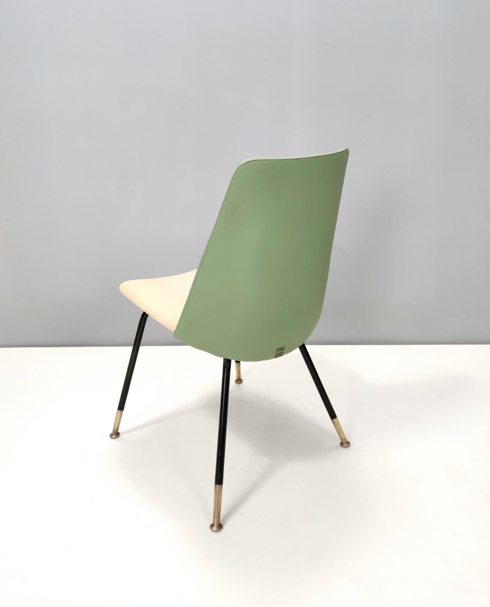 Pair of Green and Ivory Side Chairs by Gastone Rinaldi for Rima, Italy 1