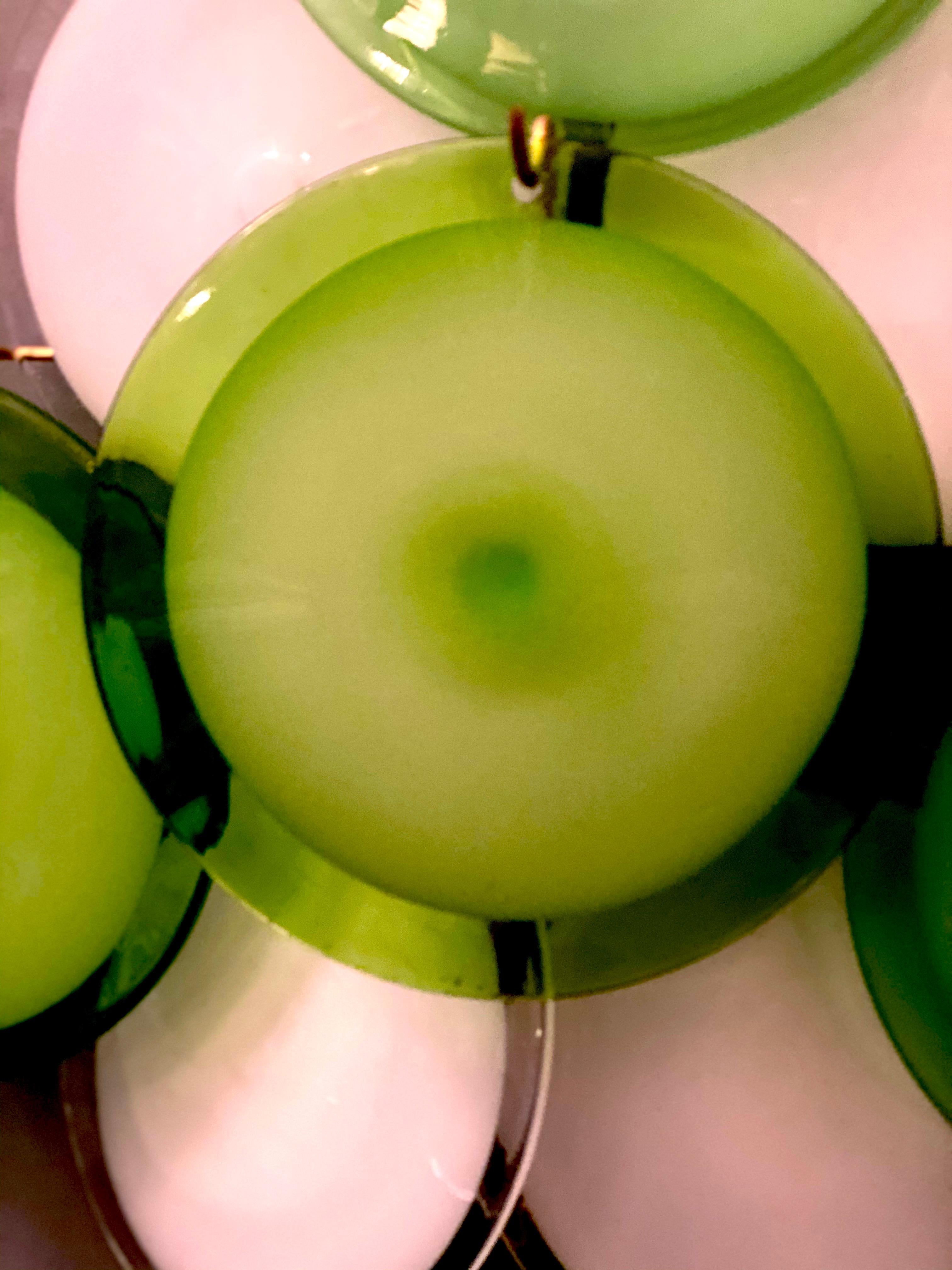 Pair of Green and White Vistosi Disc Murano Glass Sconces or Wall Light, 1970s For Sale 2