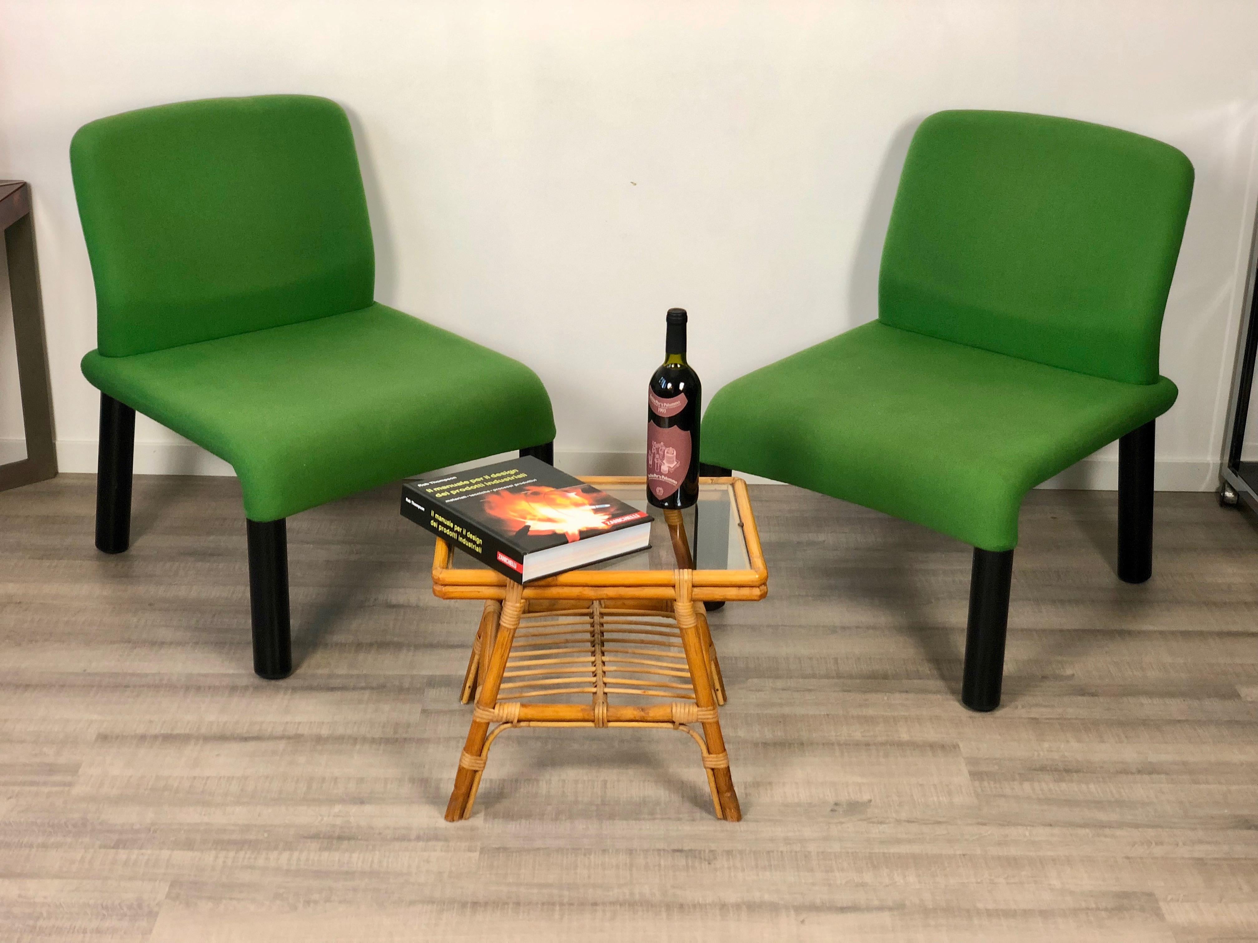 Pair of Green Armchair in Plastic Fabric, Italy, 1970s For Sale 4