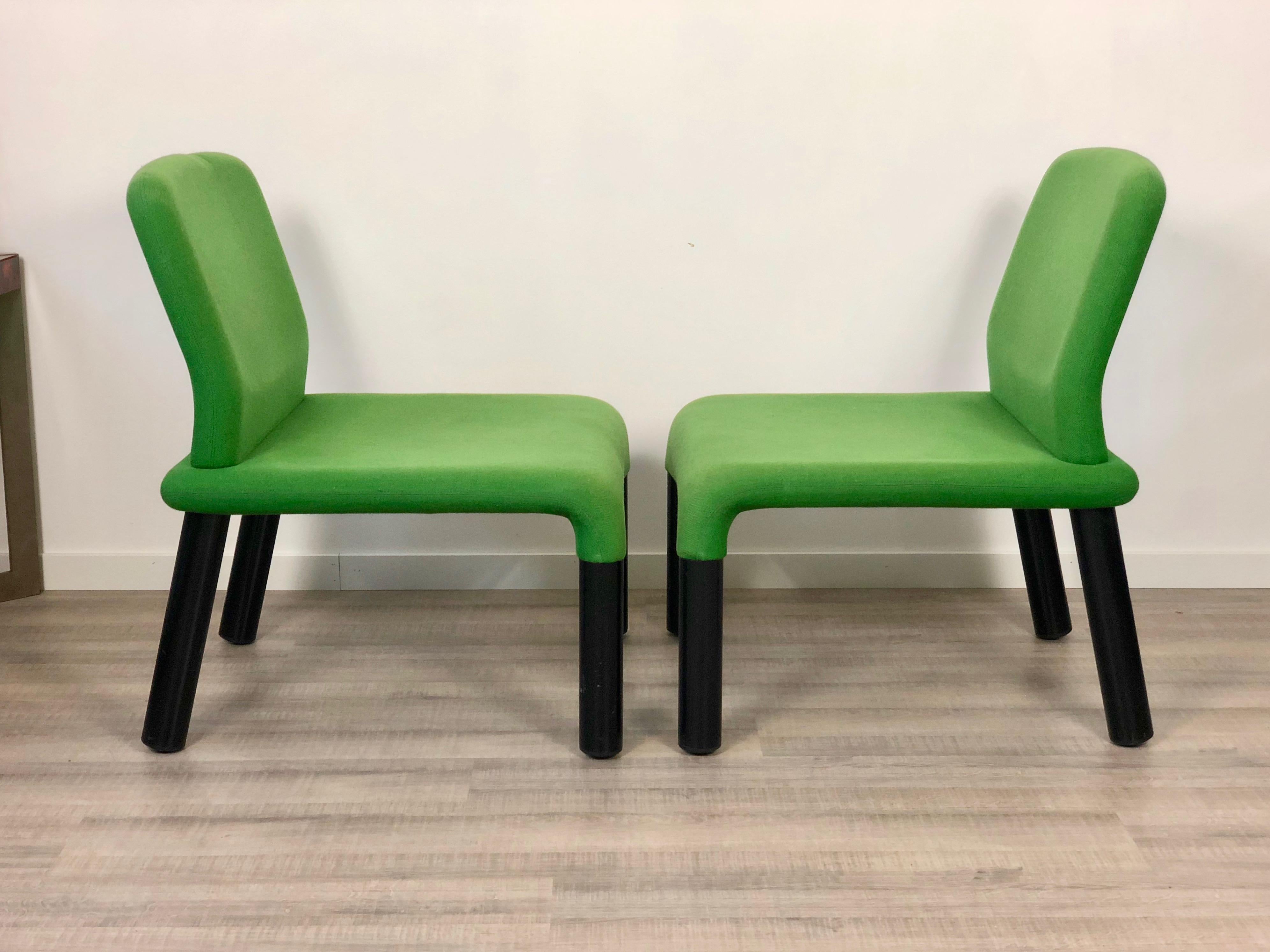 Pair of Green Armchair in Plastic Fabric, Italy, 1970s In Good Condition For Sale In Rome, IT