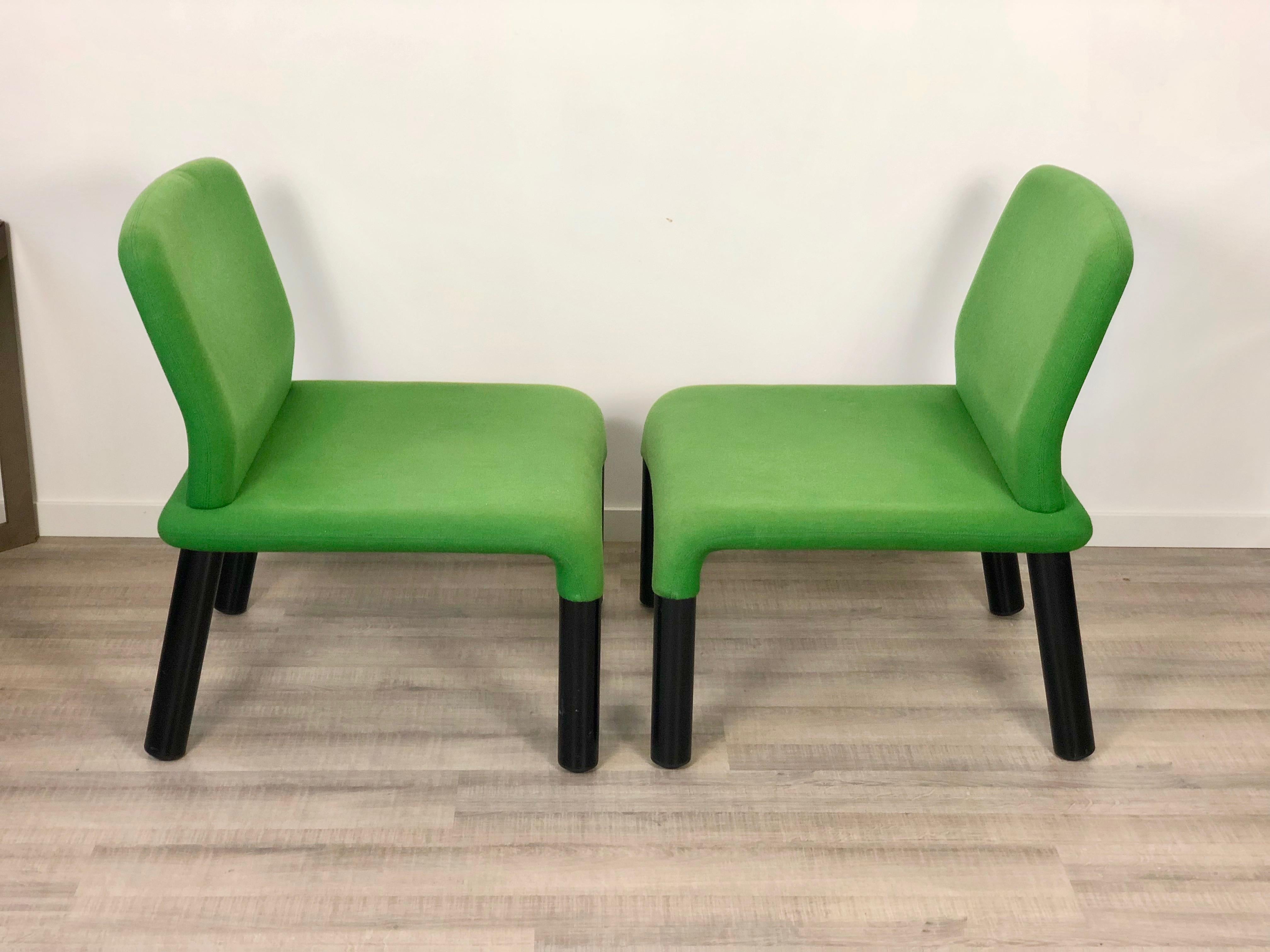Pair of Green Armchair in Plastic Fabric, Italy, 1970s For Sale 1