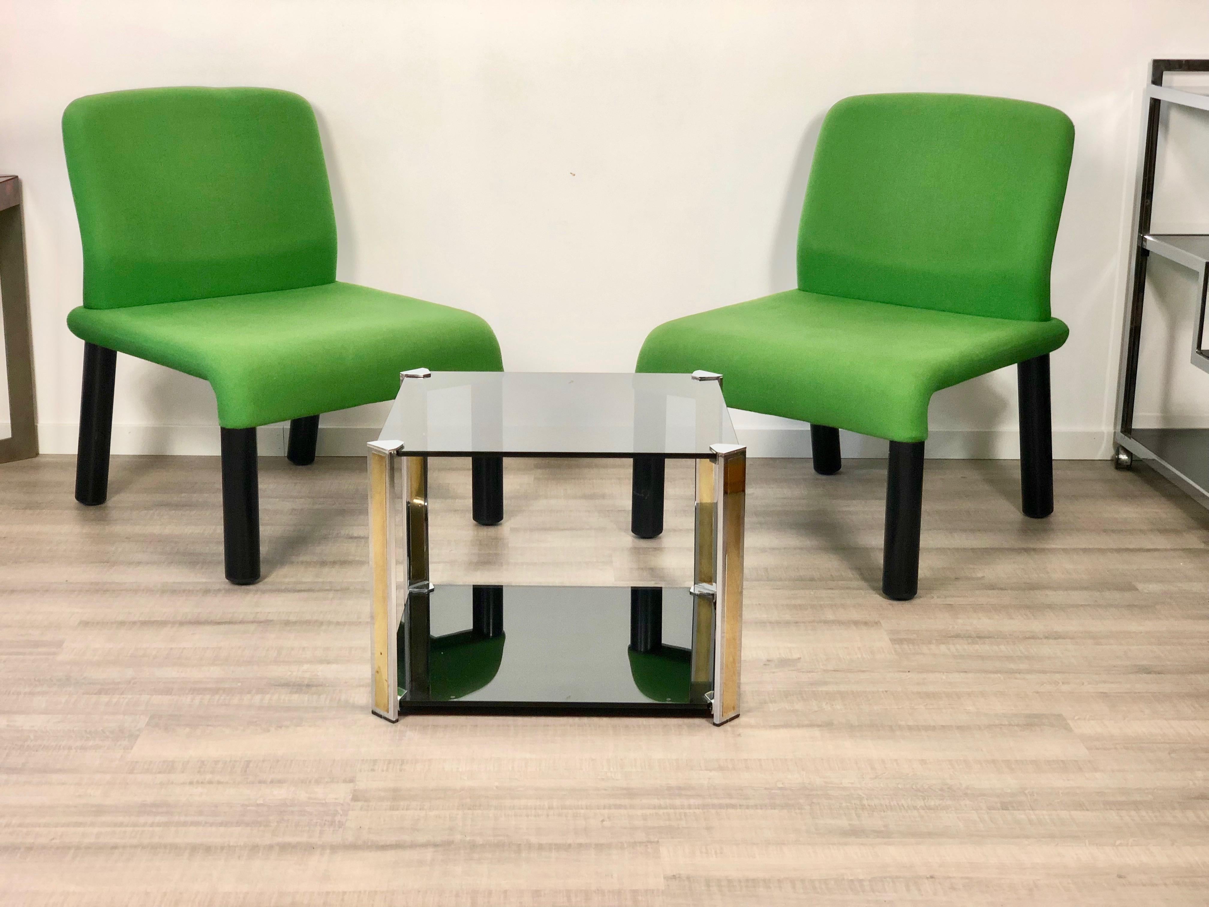Pair of Green Armchair in Plastic Fabric, Italy, 1970s For Sale 2