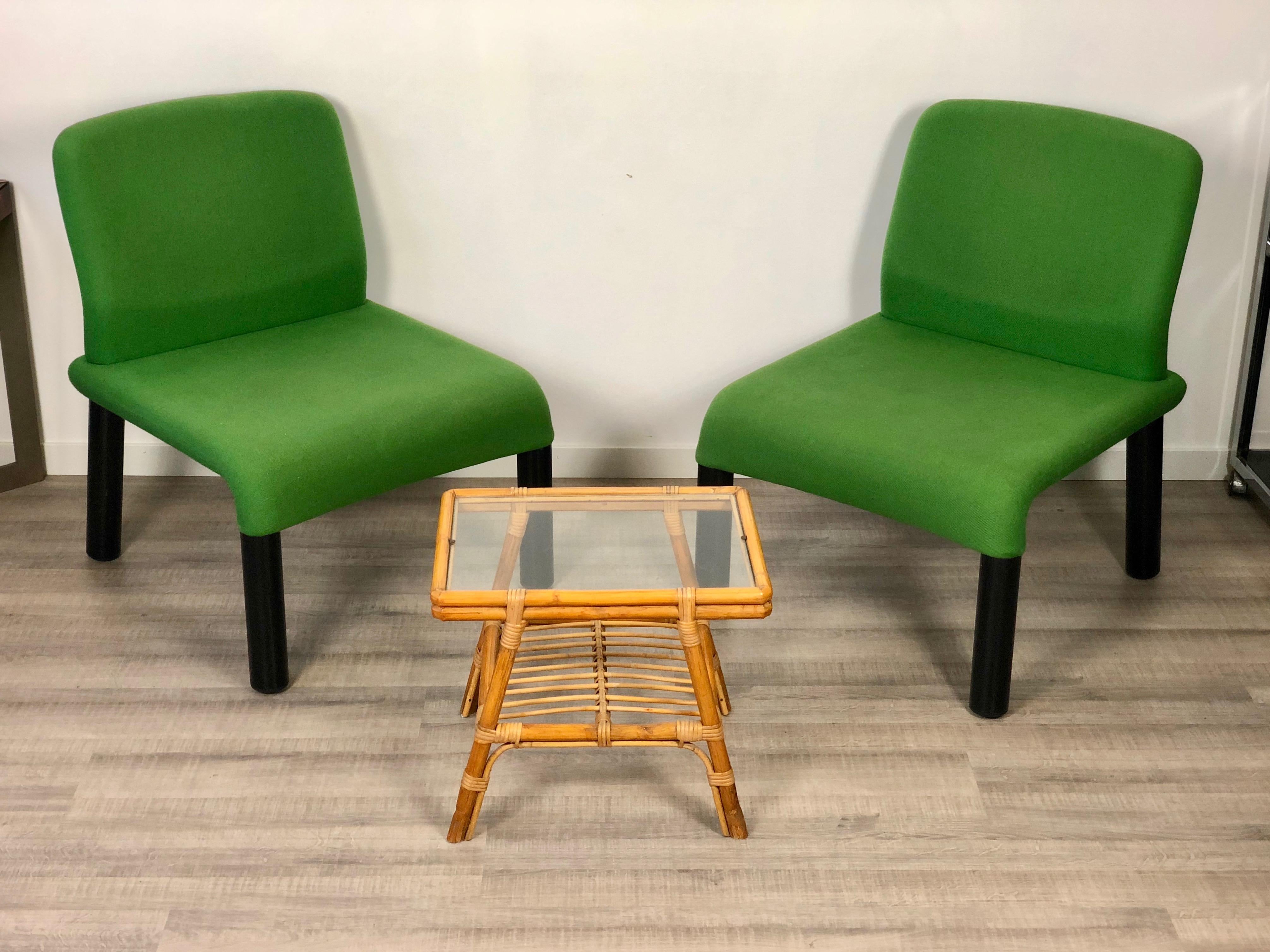 Pair of Green Armchair in Plastic Fabric, Italy, 1970s For Sale 3