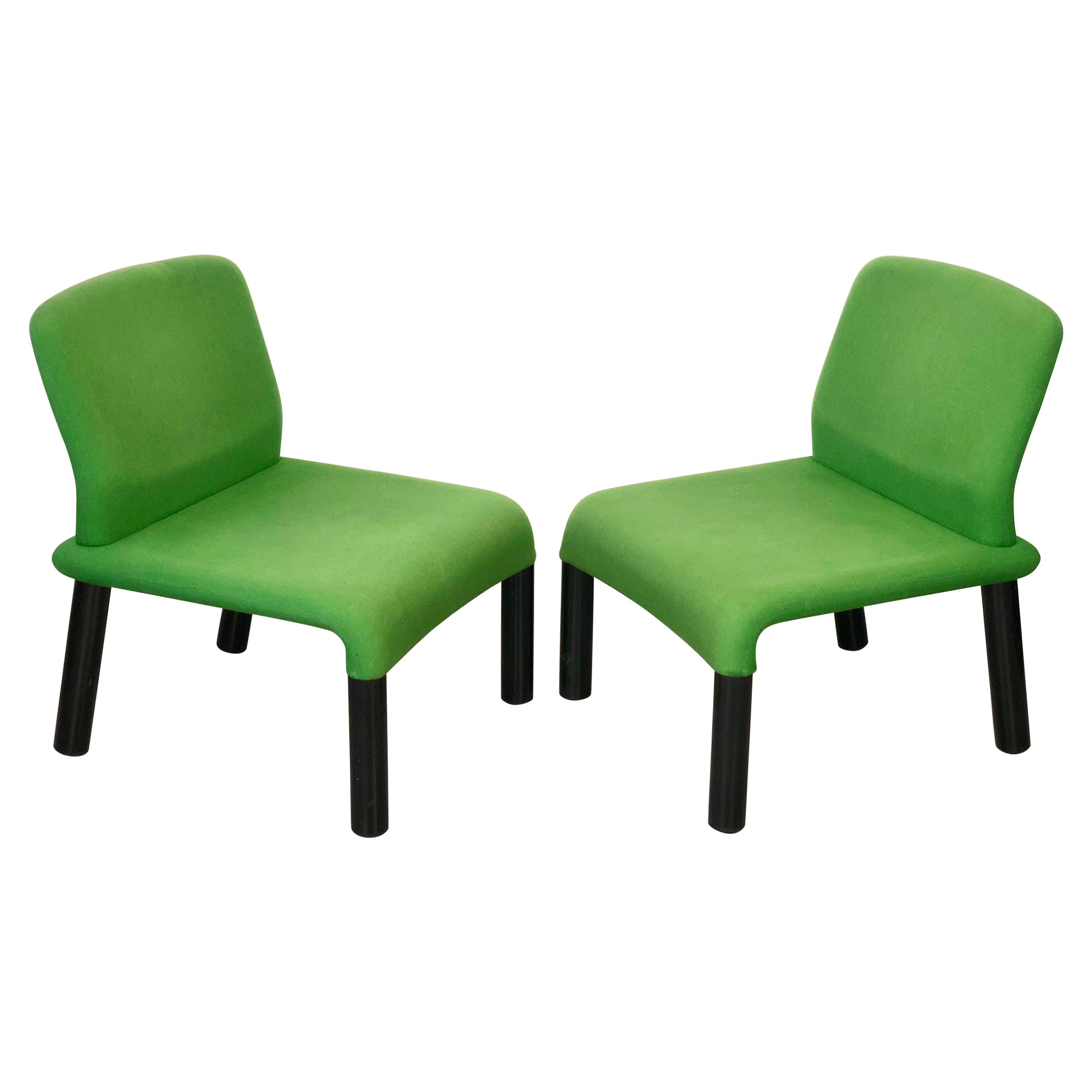 Pair of Green Armchair in Plastic Fabric, Italy, 1970s For Sale